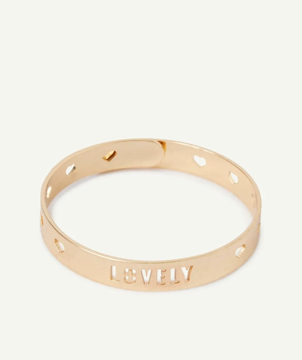 Bracelet couleur dorée pour fille avec inscription "lovely"