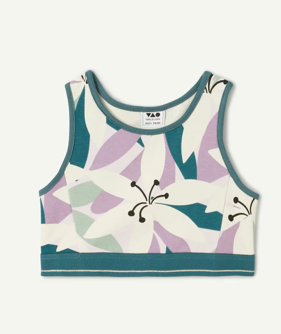 Brassière fille en viscose labellisée imprimée fleurie