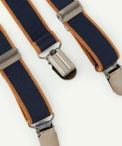 Bretelles bébé garçon clipsables bleu marine et marron