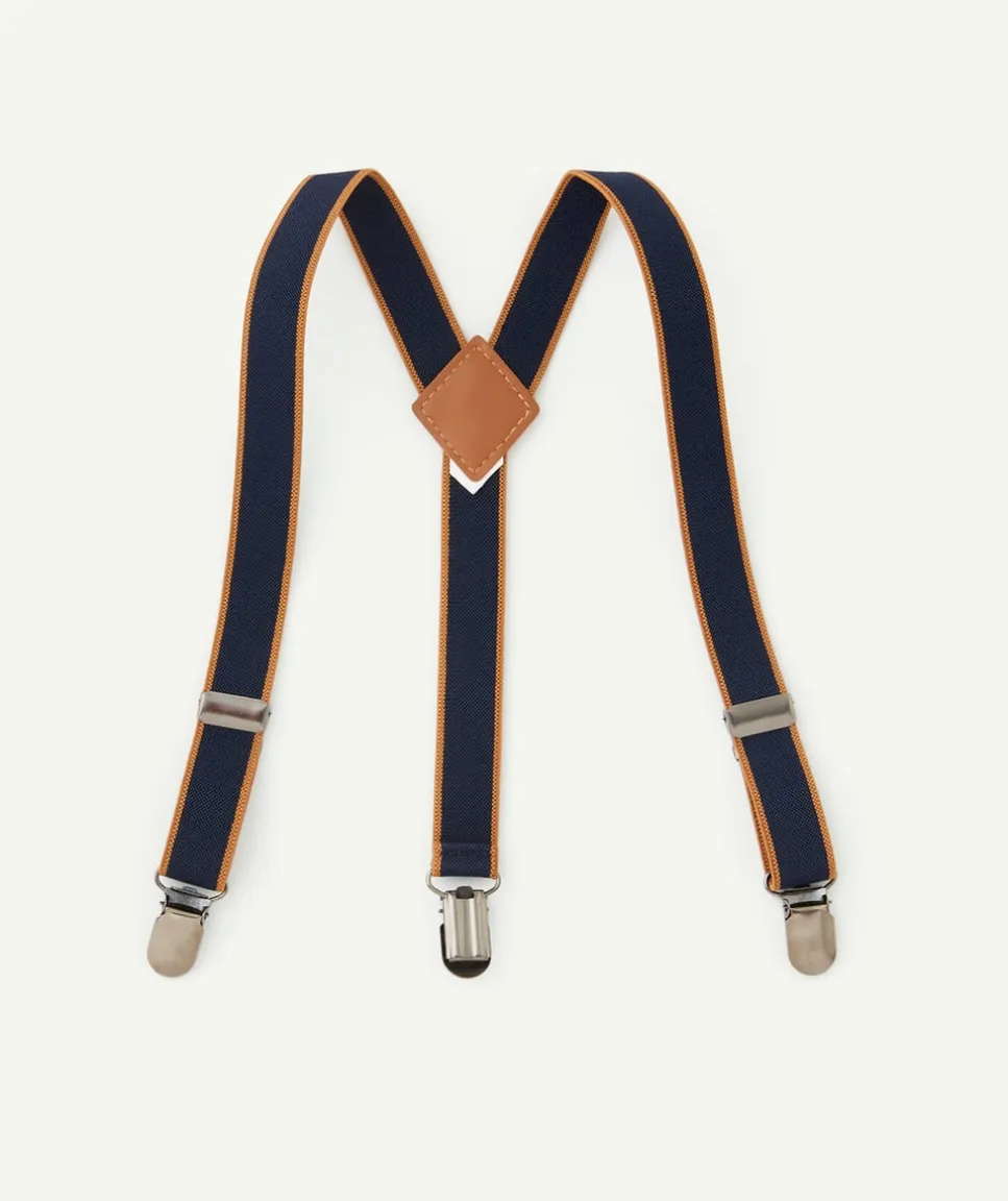 Bretelles bébé garçon clipsables bleu marine et marron