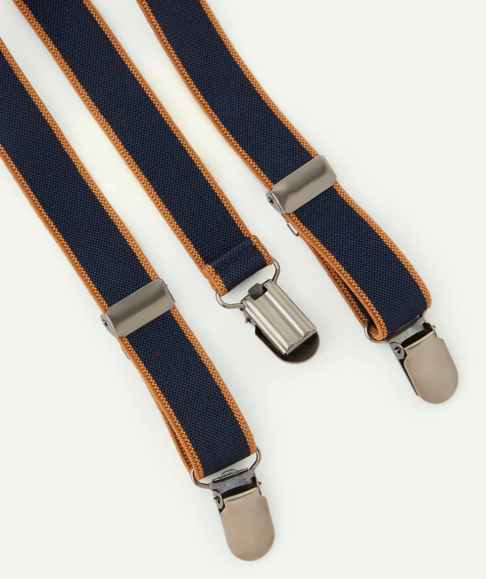 Bretelles bébé garçon clipsables bleu marine et marron