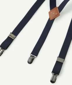 Bretelles réglables garçon bleu marine et marron