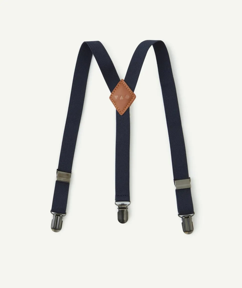 Bretelles réglables garçon bleu marine et marron
