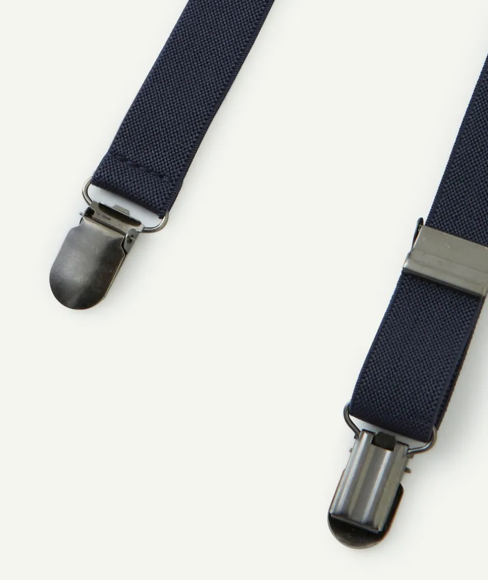 Bretelles réglables garçon bleu marine et marron