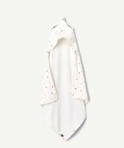 Cape de bain bébé fille blanche imprimés oiseaux