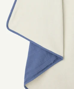 Cape de bain bébé garçon en coton bleu