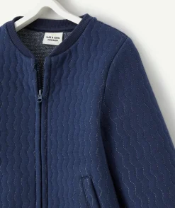 Cardigan bébé fille bleu marine avec fils couleur argentée