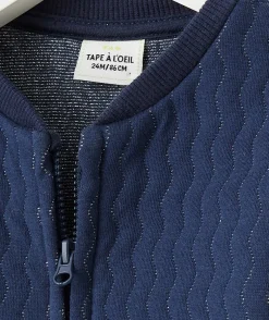 Cardigan bébé fille bleu marine avec fils couleur argentée