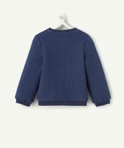 Cardigan bébé fille bleu marine avec fils couleur argentée