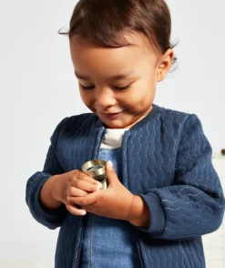 Cardigan bébé fille bleu marine avec fils couleur argentée