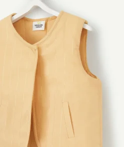Cardigan bébé fille sans manches jaune rembourré