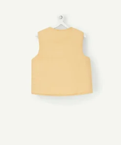 Cardigan bébé fille sans manches jaune rembourré