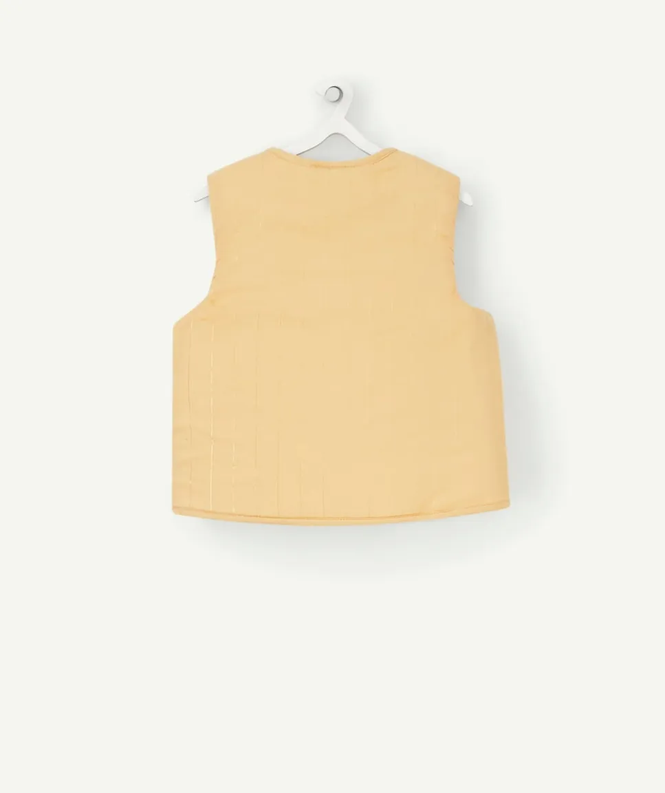 Cardigan bébé fille sans manches jaune rembourré