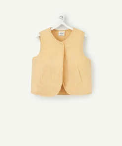 Cardigan bébé fille sans manches jaune rembourré