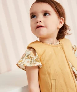 Cardigan bébé fille sans manches jaune rembourré
