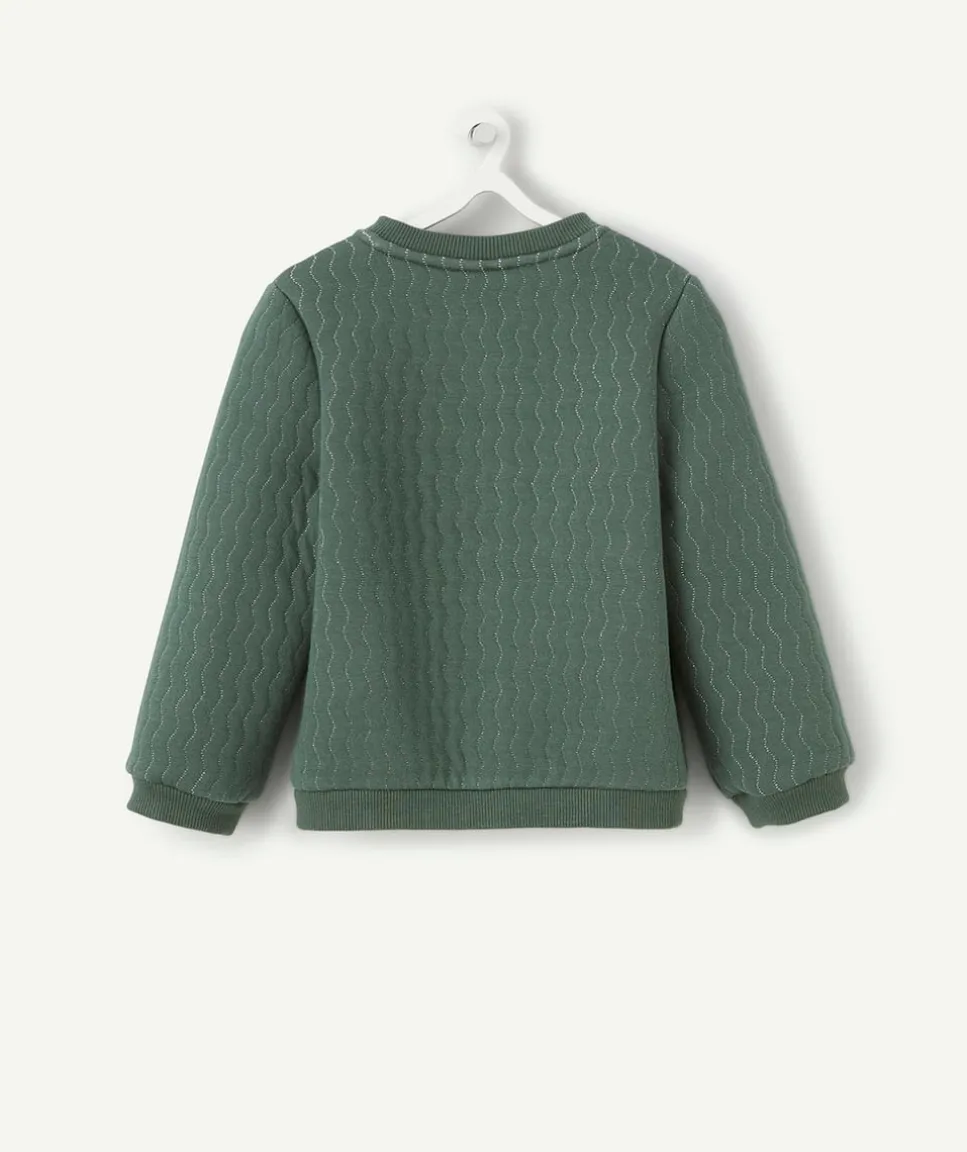 Cardigan bébé fille vert avec fils couleur argentée