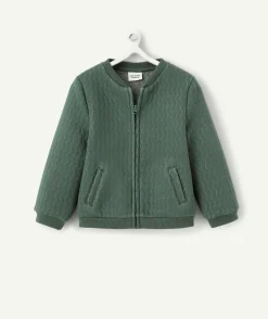 Cardigan bébé fille vert avec fils couleur argentée