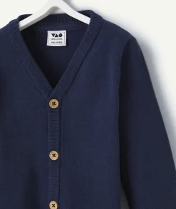 Cardigan bébé garçon en coton bio bleu marine