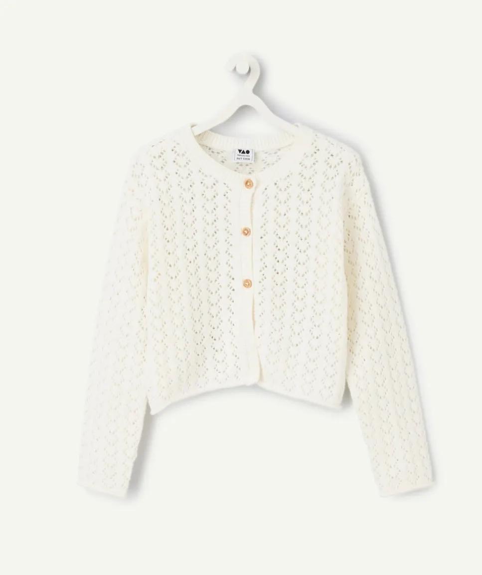 Cardigan fille en crochet blanc