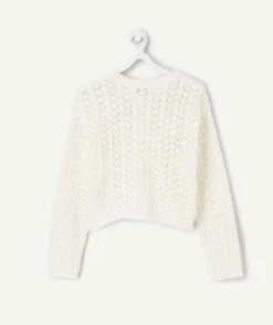 Cardigan fille en crochet blanc