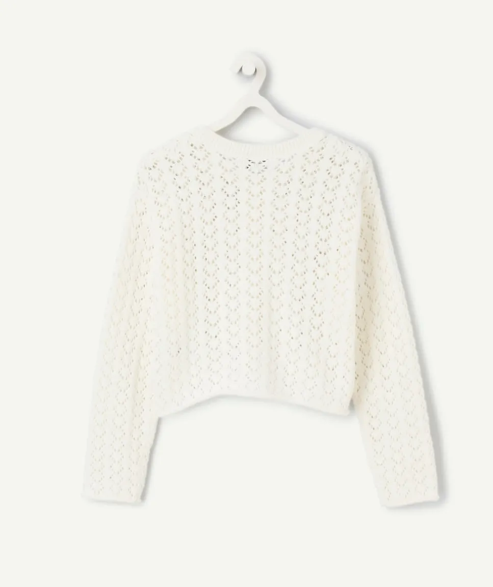 Cardigan fille en crochet blanc