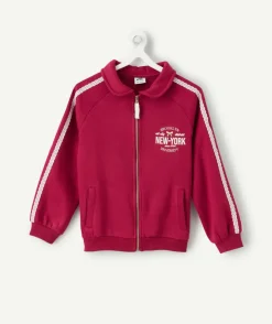 Cardigan fille zippé bordeaux message
