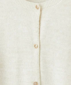 Cardigan manches longues fille écru avec détails pailletés