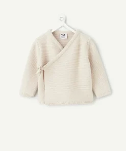 Cardigan naissance cache-cœur écru