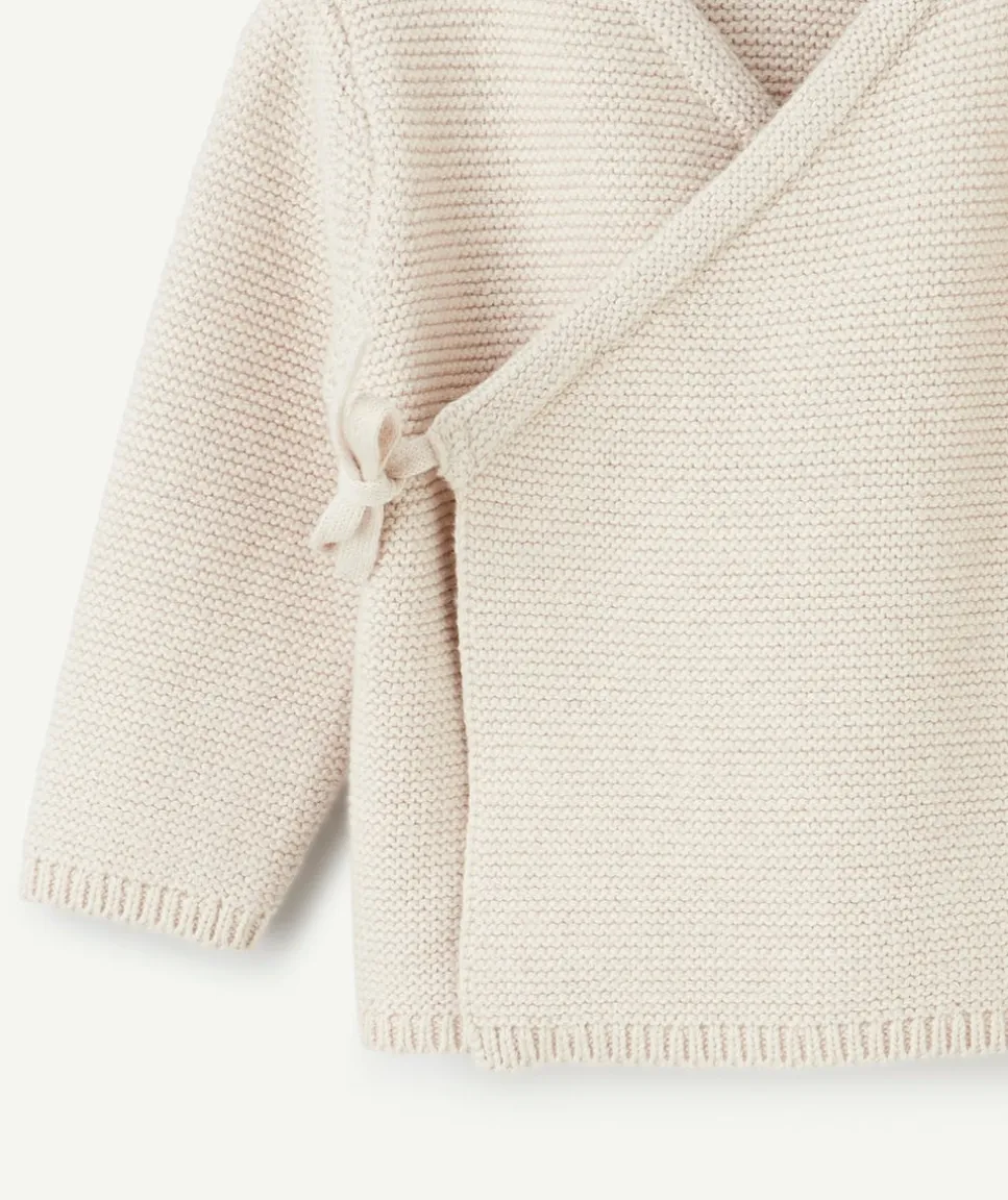 Cardigan naissance cache-cœur écru