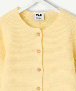 Cardigan naissance fille jaune
