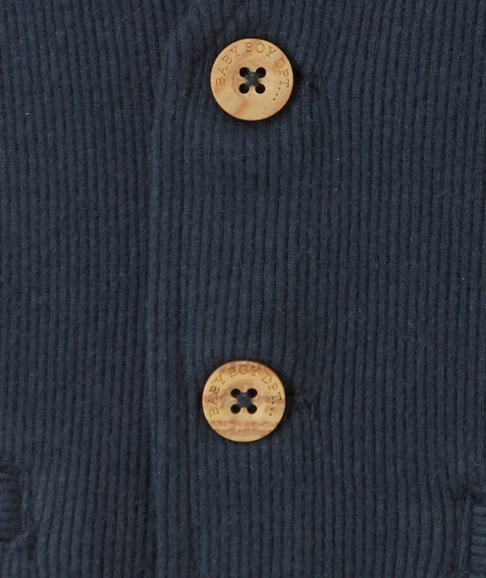 Cardigan sans manches bébé garçon bleu marine côtelé
