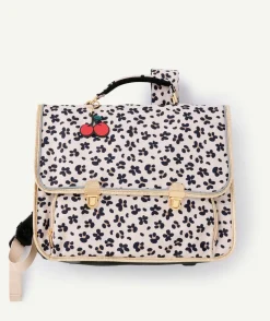 Cartable fille imprimé fleurs fermoirs métal