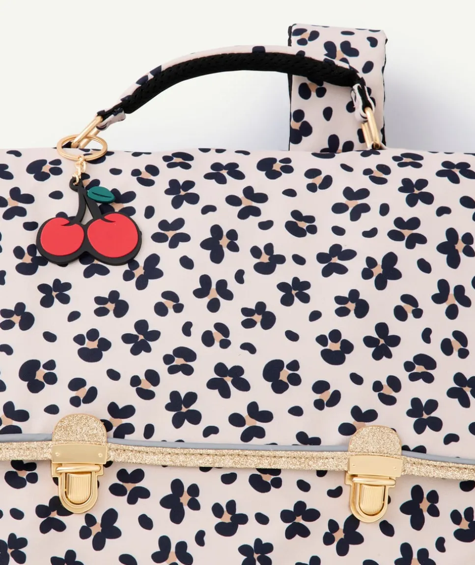 Cartable fille imprimé fleurs fermoirs métal
