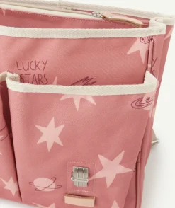 Cartable primaire fille rose imprimé étoilé