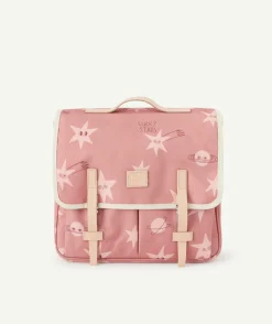 Cartable primaire fille rose imprimé étoilé
