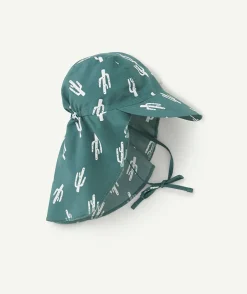 Casquette anti-uv bébé garçon vert avec imprimé cactus