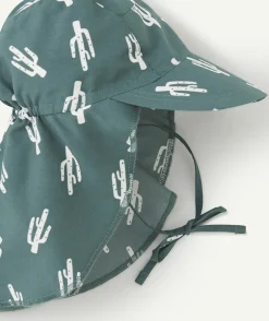 Casquette anti-uv bébé garçon vert avec imprimé cactus
