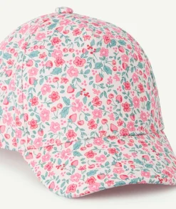 Casquette bébé fille imprimée fleurs en coton