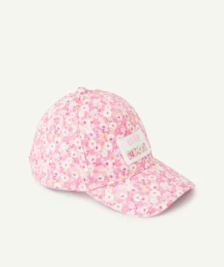 Casquette bébé fille imprimé fleurs et patch brodé club bisous