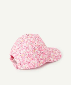 Casquette bébé fille imprimé fleurs et patch brodé club bisous