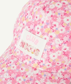Casquette bébé fille imprimé fleurs et patch brodé club bisous