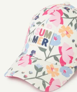 Casquette bébé fille imprimé fleuri et patch brodé thème summer