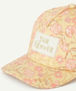 Casquette bébé fille jaune imprimé floral