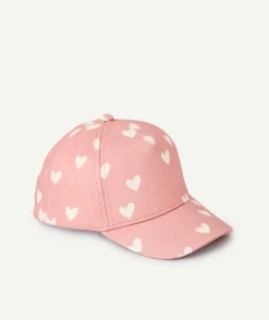 Casquette bébé fille rose à cœurs
