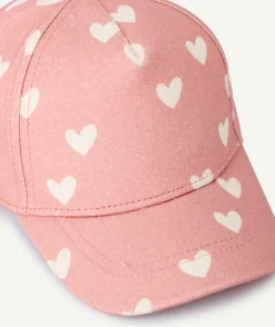 Casquette bébé fille rose à cœurs