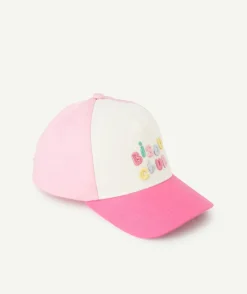 Casquette bébé fille rose et blanche message brodé bisou club