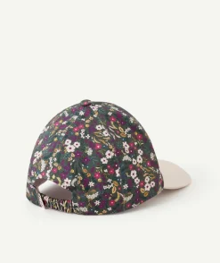 Casquette bébé fille rose et vert imprimé fleuri