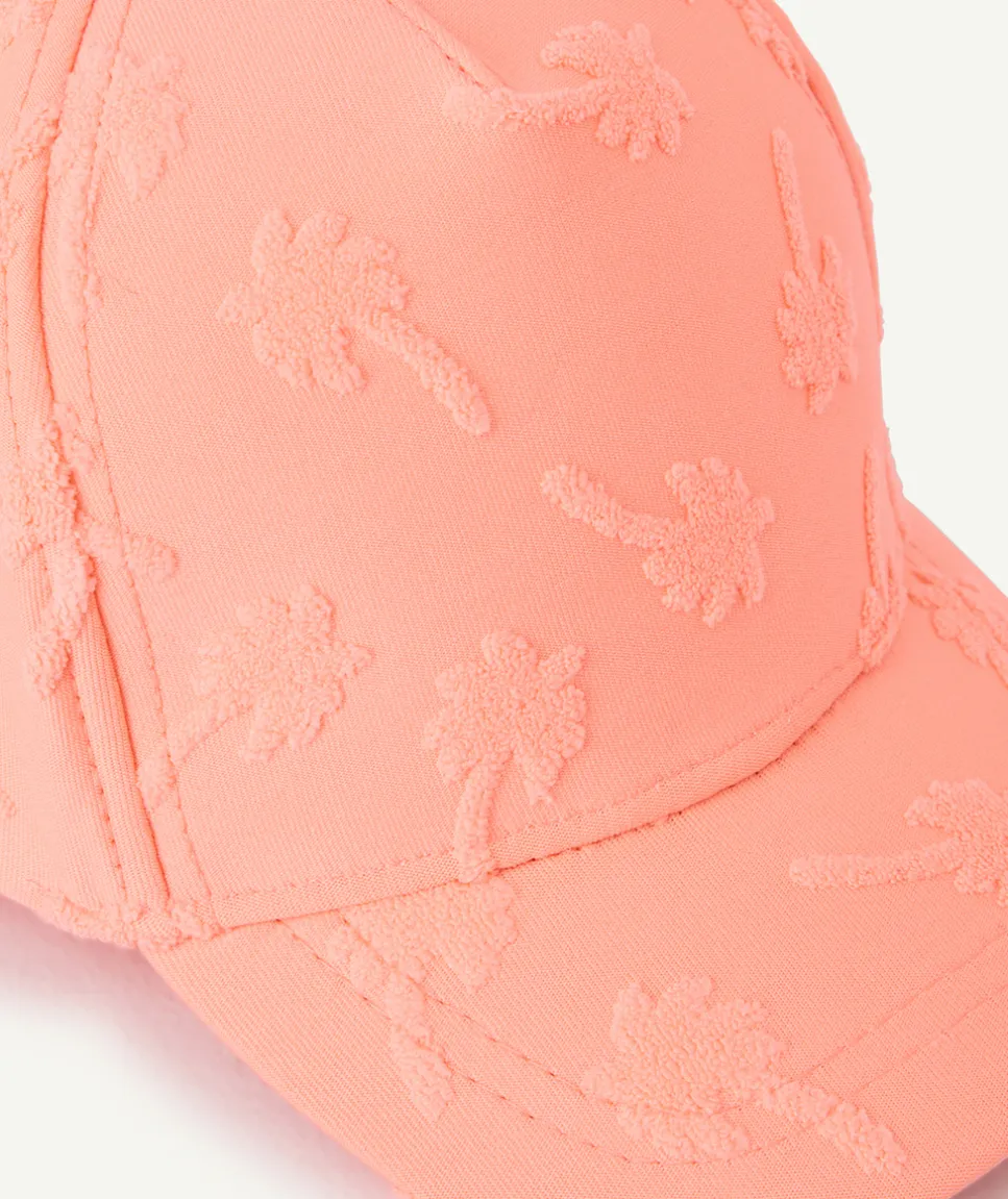 Casquette bébé fille rose fluo imprimé palmier