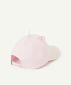 Casquette bébé fille rose thème ourson avec détails bouclettes