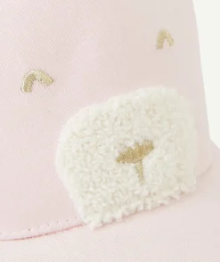 Casquette bébé fille rose thème ourson avec détails bouclettes